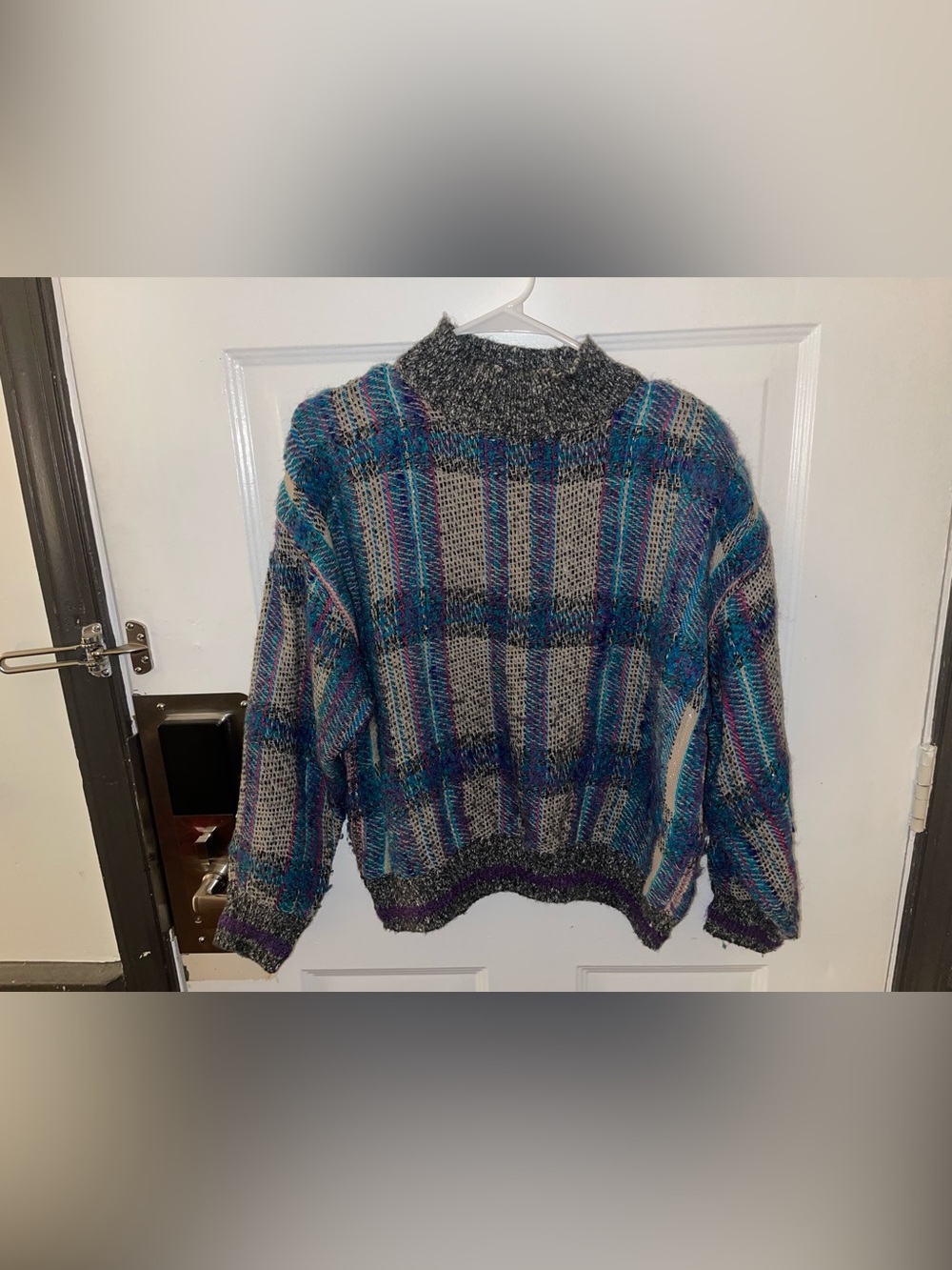Vintage Tony Lambert Plaid Knit Sweater - Size Small
